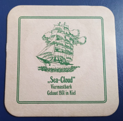 Bierdeckel Brauerei Jever Pilsener Viermastbark Sea-Cloud 1931 Kiel