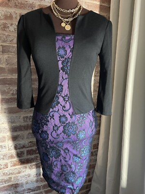 New! Oxiuli Women's Black Purple Blue Flower Lace Sheath Pencil Dress Small  NWT | eBay