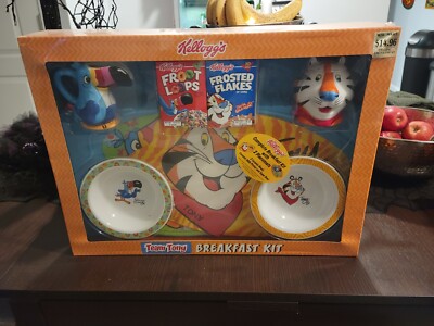 Vintage Tony the Tiger Breakfast Kit Cereal Bowls Placemat Sugar Creamer Set NOS