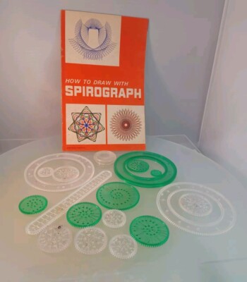 Vintage Spirograph Parts Lot 20 Pieces + Manual No. 401 Kenner - 1967