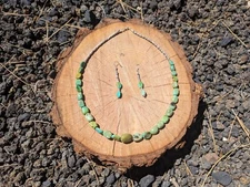 Navajo Turquoise Bead Necklace Earring Set Handmade Native American Jewelry