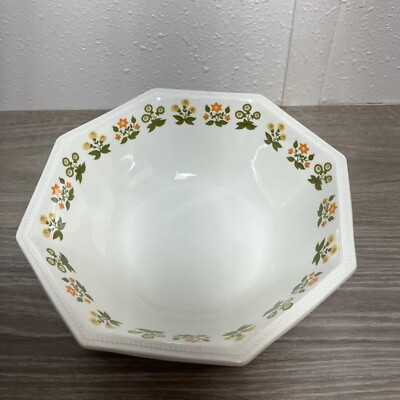 Johnson Brothers Heritage Octagon Vegetable Serving Bowl Green Yellow Orange 