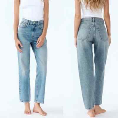 Jeggins Mujer Jeans ZARA Straight Leg Mid Rise TRF Mujer, Azul