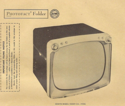 1956 ZENITH Y2220R TELEVISION Tv Photofact MANUAL Y2222Y Y2232E Y2247E Y2250EU