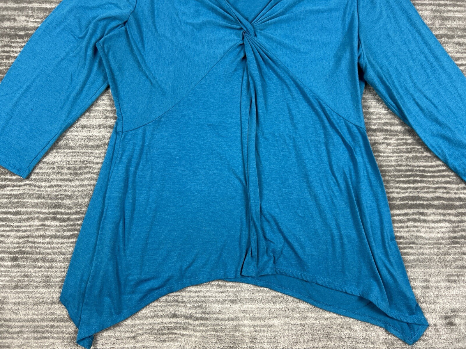 Collections Etc Top Womens 2XL XXL Blue 3/4 Sleeve Made in USA Polyester Blend