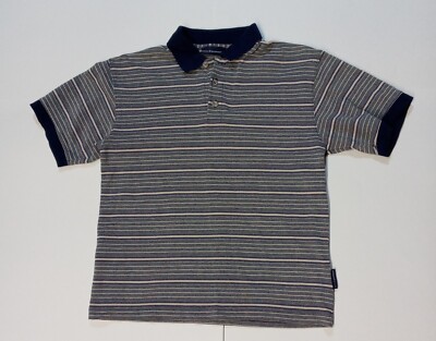 Basic Equipment Boys L(14-16) Navy/White Striped Short Sleeve Shirt