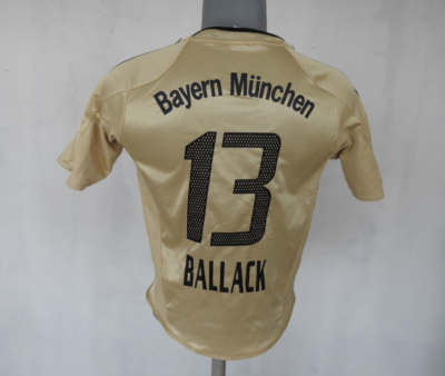 Bayern Munchen 2004 Jersey #13 Ballack Adidas Gold Shirt Size Boys