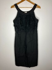Anthropologie Postmark Black Dress Floral Crochet Style Accent Women's Size 10