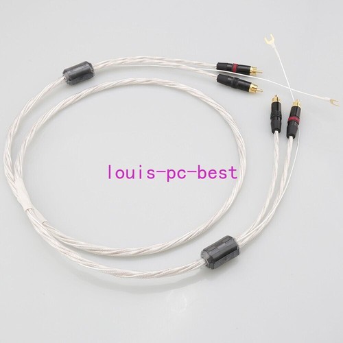 Silver Plated Turntable Cable Dual Neutrik Rean Gold RCA Spade Ground Wire Phono - Picture 2 of 4
