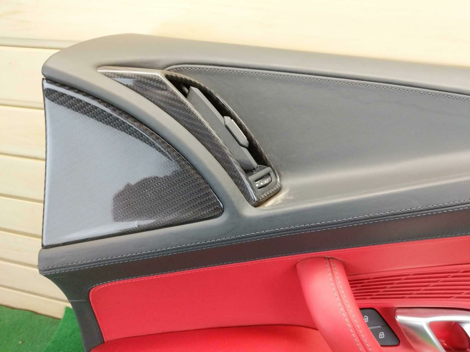2017-2020 Audi R8 OEM Right Passenger Door Trim Panel Red w/ Switches & Trim