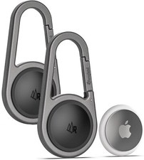 Airtag Holder with Keychain Carabiner  2 Pack - Secure Case for Apple Airtag