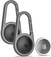 Airtag Holder with Keychain Carabiner  (2 Pack) - Secure Case for Apple Airtag