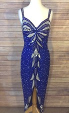 Royal Blue and Silver small/medium Front Split Prom Pageant Formal Party Gown