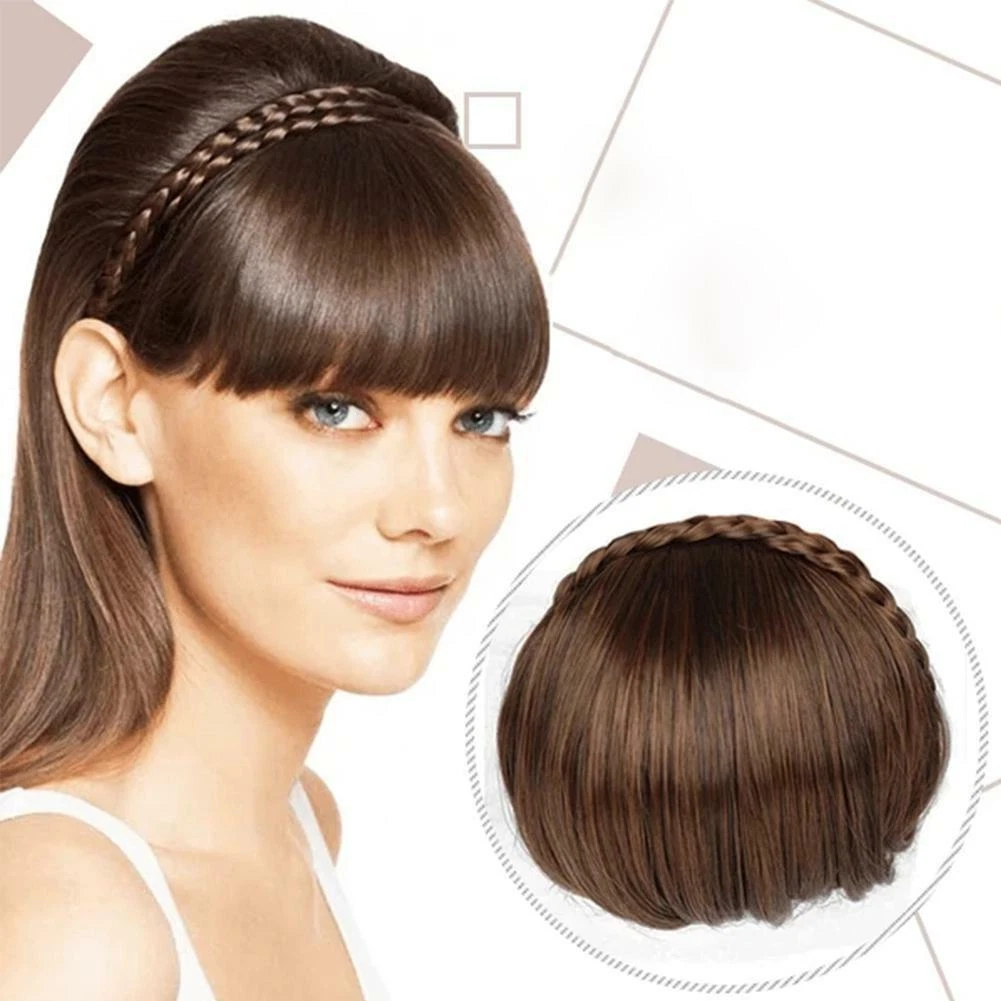 Image of Long blunt fringe braided hair