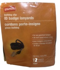 Staples Bulldog Clip Lanyards / ID Badge, 36 in 91.4 cm 12 Count