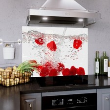 Glass Splashback Kitchen Tile Cooker Panel ANY SIZE Raspberry Fruit Water Splash