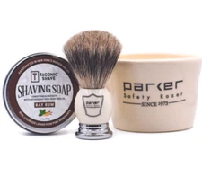 Parker & Taconic Shave Apothecary Mug Gift Set - Pure Badger Shave Brush & Soap