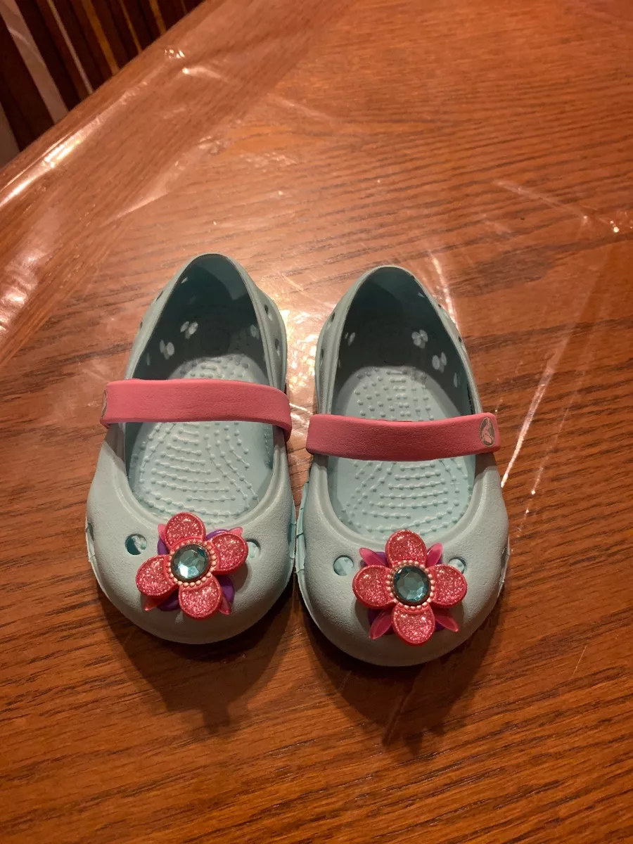 Crocs Toddler Keeley Springtime Blue With Flower Charm Girls Size