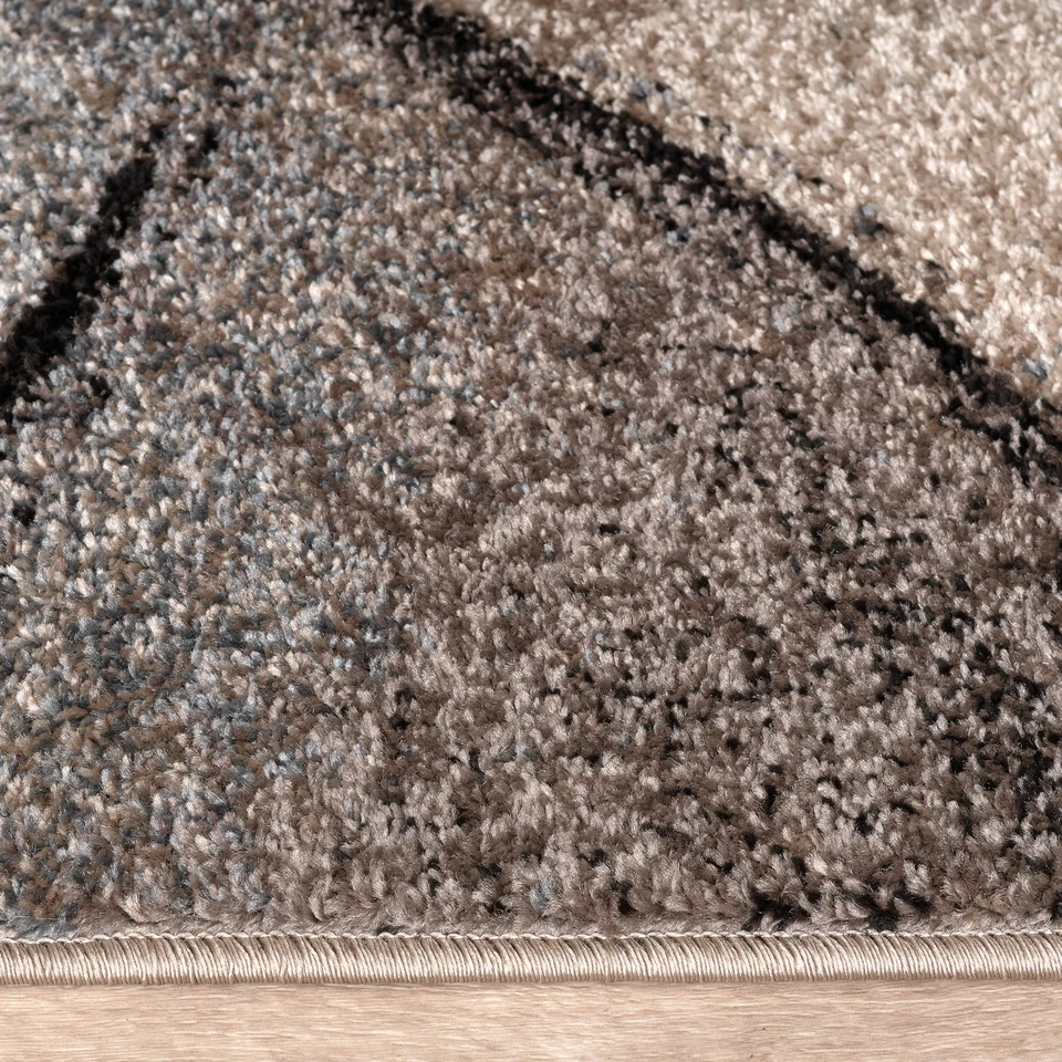 Tappeto Tessuto Moderno Pregiato Motivo Ondulato Screziato Grigio Beige Crema - Immagine 2 di 4