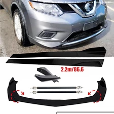 Front Bumper Lip Spoiler Splitter Glossy Black For Nissan Rogue Side Skirt