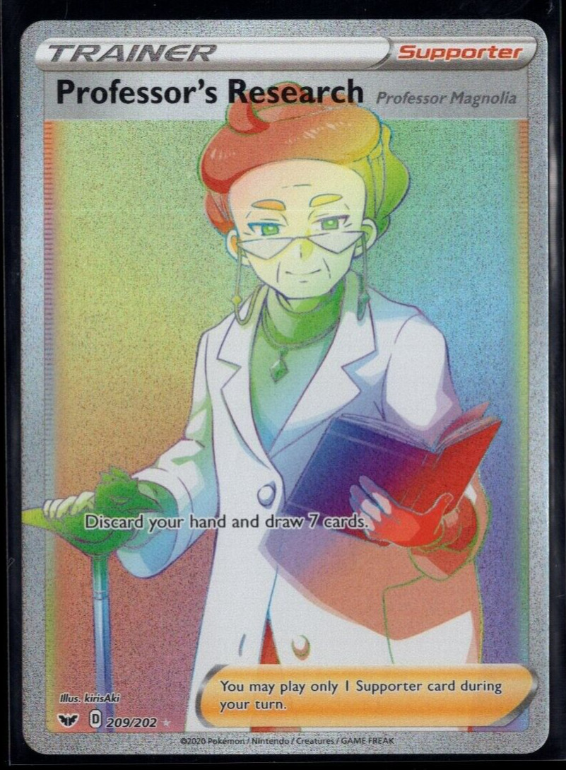 Professor's Research Full Art 209/202 Rainbow Rare Sword & Shield Pokemon TCG NM
