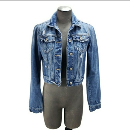 Hollister Denim Jacket Distressed Crop 