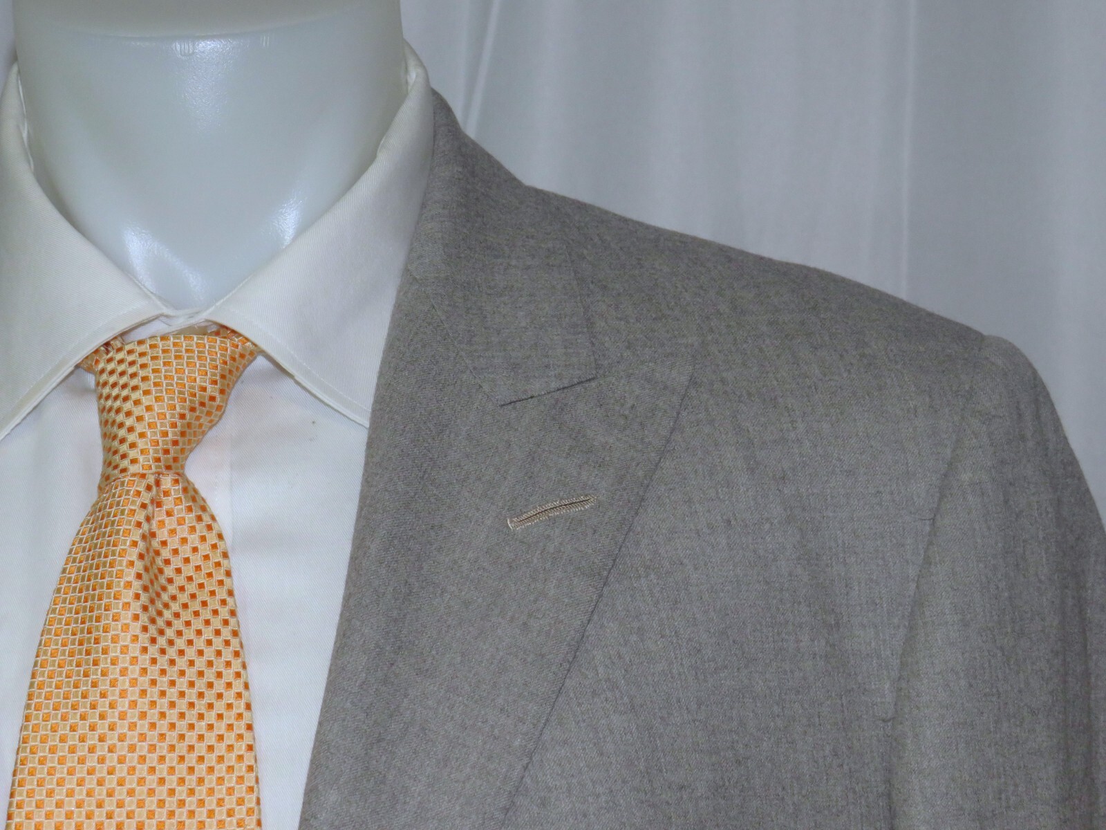 Alan Flusser Pale Gray Solid Flannel Bespoke Two … - image 7