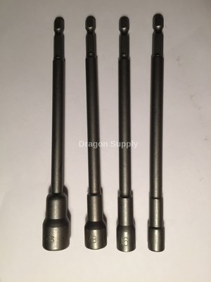 New 4pc 6" LONG MAGNETIC NUT DRIVER SET w / quick release hex shank | eBay