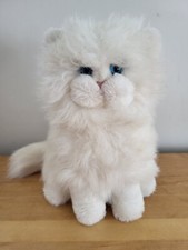 Dakin Plush White Furry Persian Cat 10" Stuffed Animal Blue Eyes 1983 Vintage