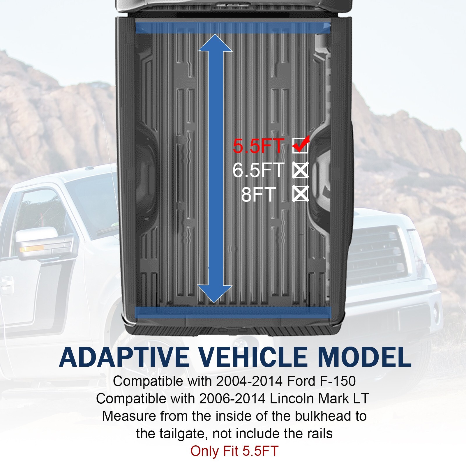 5.5FT Soft Roll-Up Truck Tonneau Bed Cover For Ford F150 F-150 2015-2024