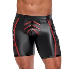 Herren Shorts M-2XL Reißverschluss + Tasche matter Wetlook eng Kurze Hose "Spike