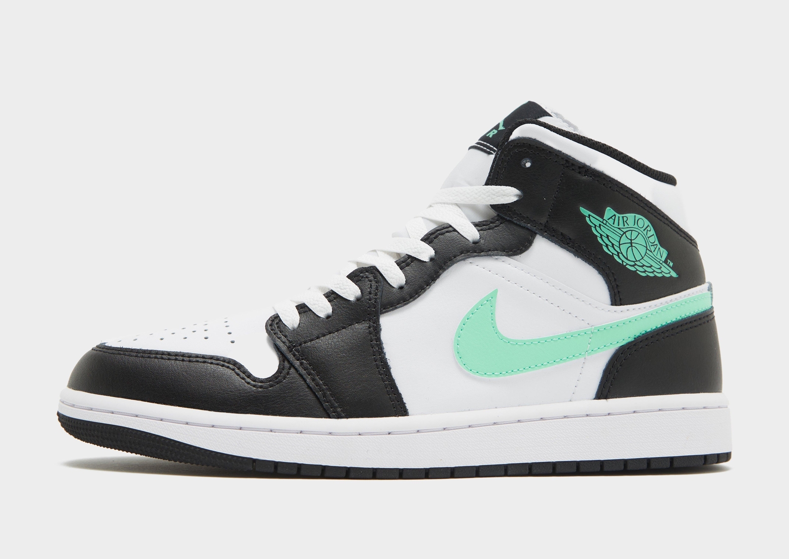 Аутентичный Jordan Air 1 Mid ( Мужской размер: Великобритания, 6, 40 евро ) Белый / Зеленый, Светящийся черным