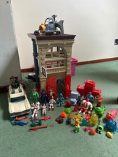 Vintage Ghostbusters Fire House Bundle 1980s Kenner With Car, Action Figures.