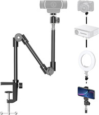Webcam Stand Camera Mount with Phone Holder, 22 Inch Foldable Flexible Gooseneck