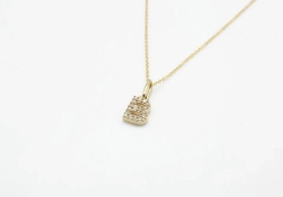 B Letter Pendant 14K Yellow Gold Plated Silver Lab Created 1Ct Round Cut Diamon