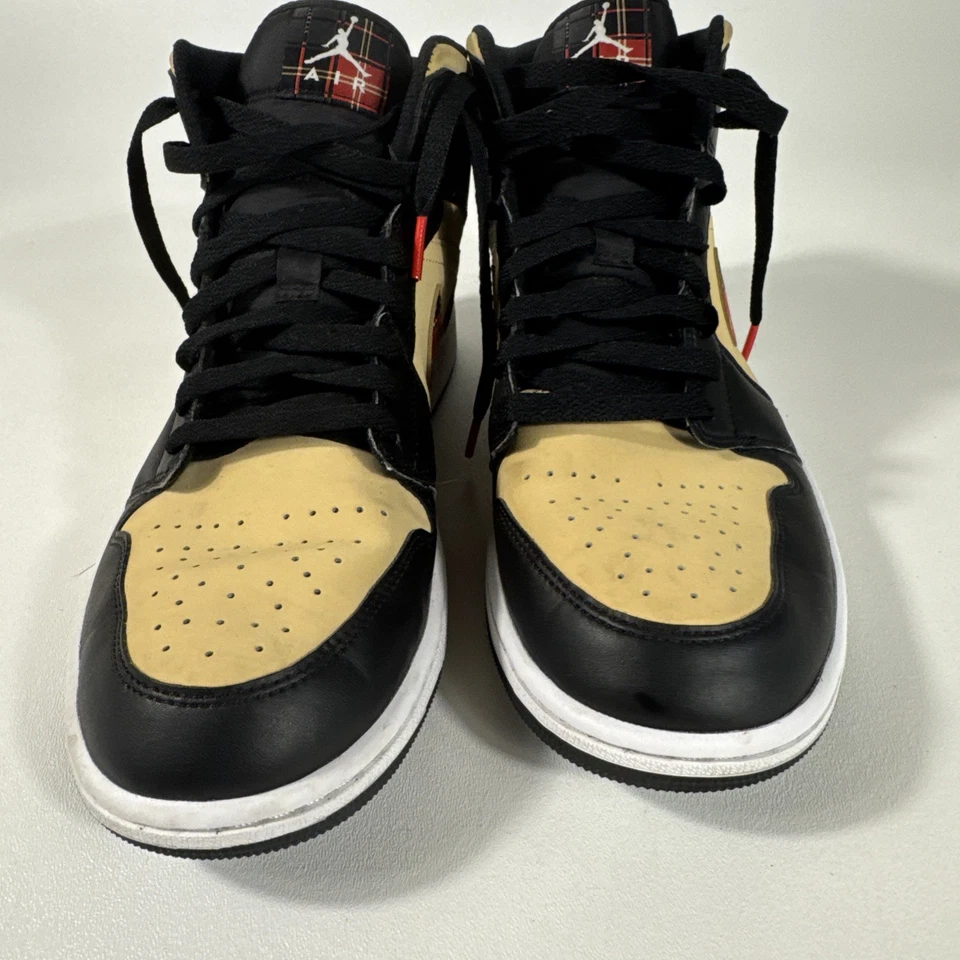 Nike Air Jordan 1 Mid Tartan Swoosh Cuadros Negro Tostado Cuadros Para hombres 11 DZ5329-001 Foto 2 de 4
