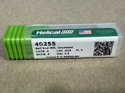 Helical 49255 3 Flute Ball End Mill 1/2 Diameter