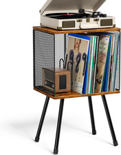 X-cosrack Record Player Stand with Storage up to 100 Albums, Retro Small Vinyl R