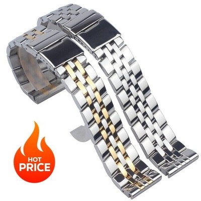 Solid Stainless Steel Watch Straps Luxury Metal Band 18/20/22/24mm for Breitling
