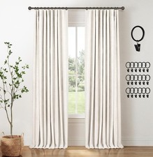 100 Blackout Curtains for Bedroom, Black Out Curtains 84 Inch Long, Clip Rings
