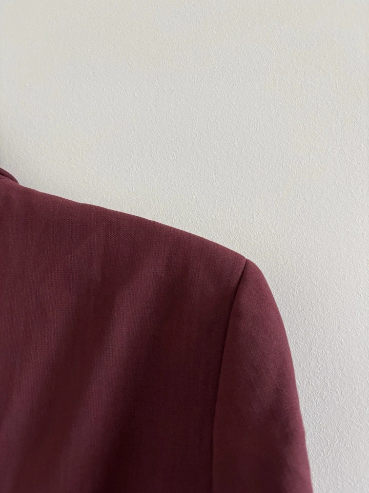 Ann Taylor LOFT Blazer Borgonha Manga Gravata Terno Jaqueta Feminina M Escritório Carreira - Imagem 4 de 4