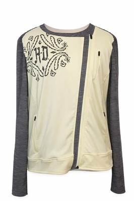 Harley Davidson HD Performance Gray & Yellow Moto Track Jacket Women's Size XL