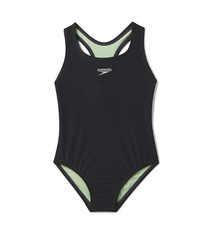 Speedo Girls Size 12 Swimsuit Black One Piece Closed Racerback NWT Anthracite 10