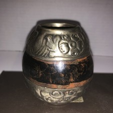 Vintage Yerba Mate Gourd Tea Cup Marked Alpak...