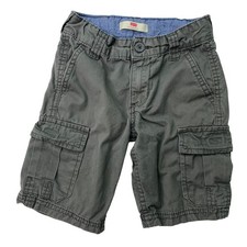 Levi's Boys Sz 4 Cargo Shorts Gray Pockets Hook Loop Closure Hiking Outdoors