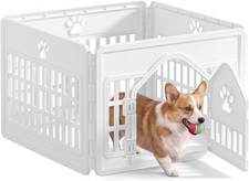 Plastic Dog Playpen, Pet Fence 24 Inch Indoor 4 Panels For Small Dogs Puppy
