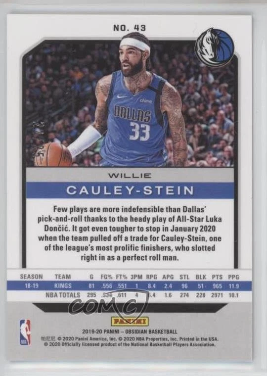 2019-20 Panini Obsidian Electric Etch Green /25 Willie Cauley-Stein #43 - Image 2 of 2