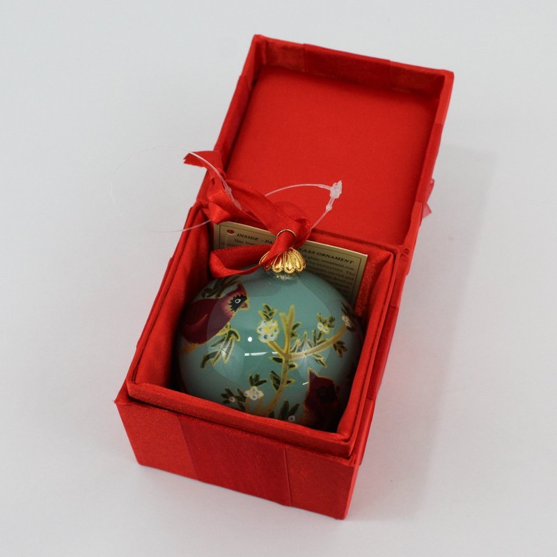 Unbranded Painted Glass Ornament - Cardinals