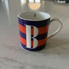 LENOX Kate Spade White Porcelain Coffee MUG Pickford B Purple Orange Red Stripes