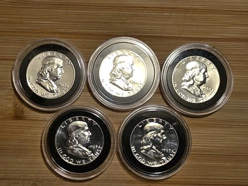 3 1963 and 2 1962 Ben Franklin Half Dollars  Proofs